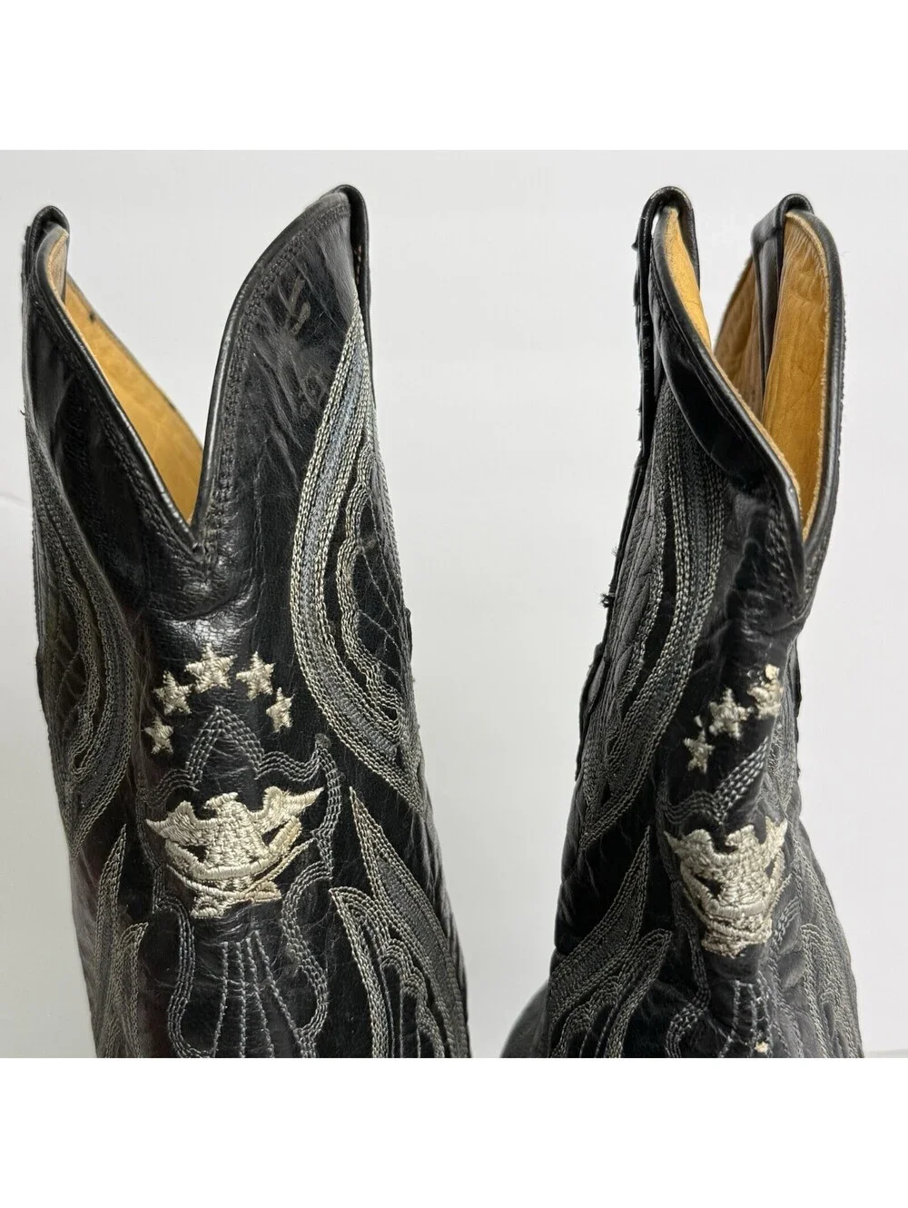 El General Mens 8.5 Black Leather Alligator Rodeo Exotic Western Cowboy Boot Vtg